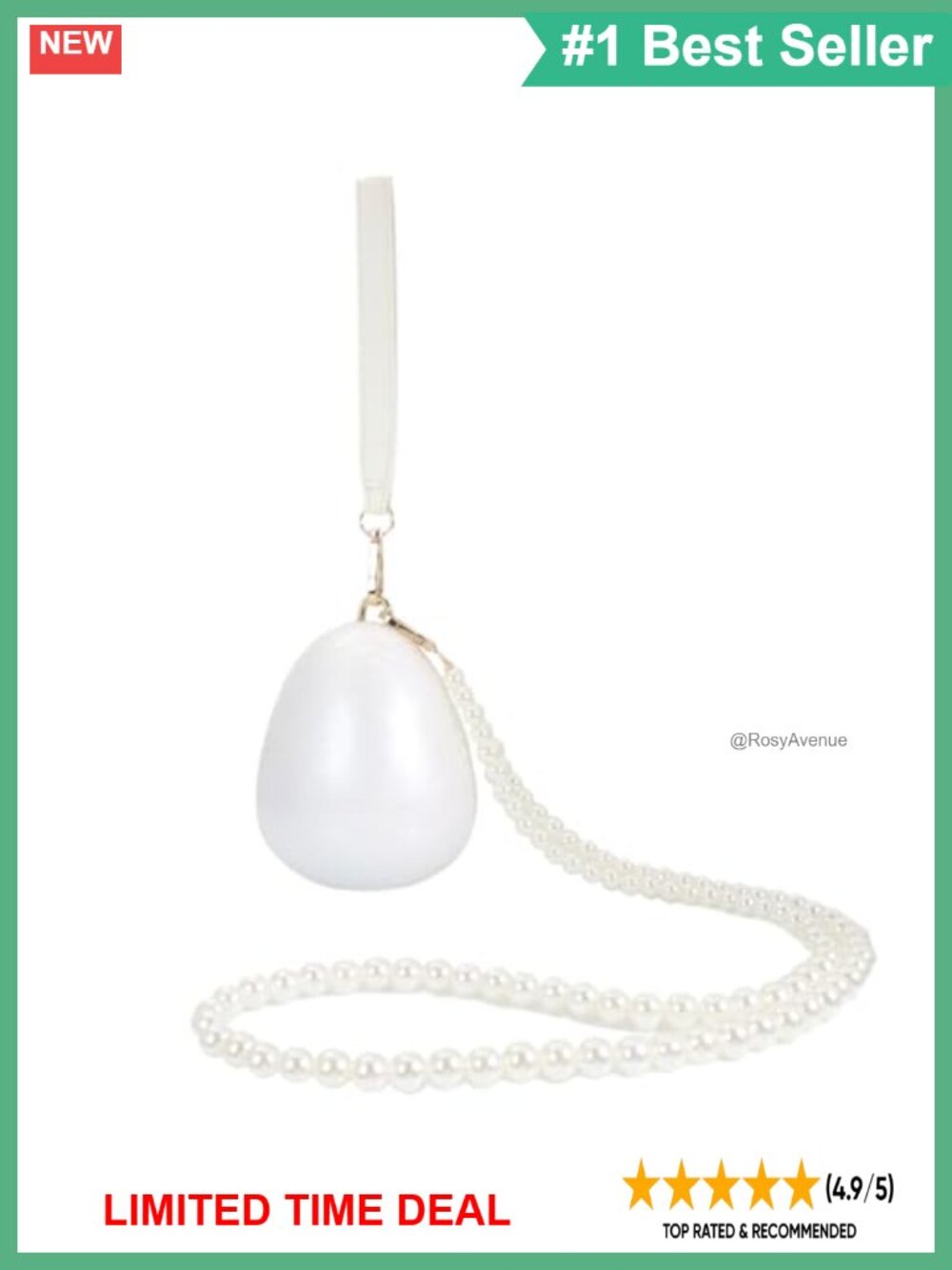 Acrylic Egg Clutch Pearl Evening Handbag Marble Purse Beaded Shoulder Bag